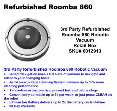 PC Wholesale Refurbished Roomba 860 Robotic Vacuum PCW Canada